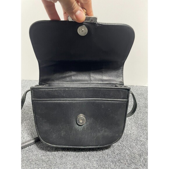 Vintage One World Brighton ChocBrown Croc-Embossed & Black Leather Crossbody Bag - Picture 5 of 12